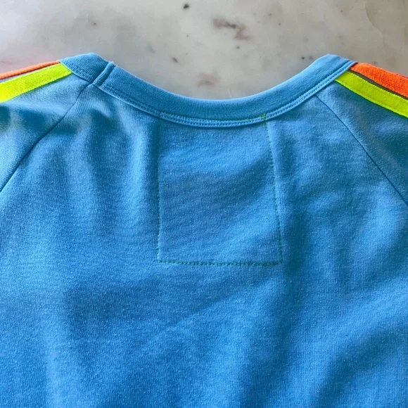 Aviator Nation Lightning Bolt Neon Rainbow Stripe Crop Sweatshirt in Blue - Picture 8 of 14